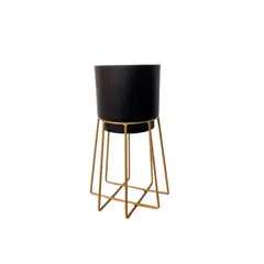 RENOVEMOS - Base Con Patas Para Matera Metal Milan Dorado 14X32X32Cm + Matera Negro