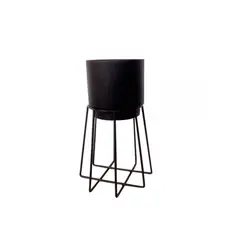 RENOVEMOS - Base Con Patas Para Matera Metal Milan Negro 14X32X32Cm + Matera Negro