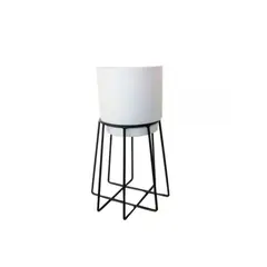 RENOVEMOS - Base Con Patas Para Matera Metal Milan Negro 14X32X32Cm + Matera Blanco