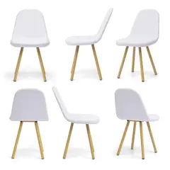 HOGAR VENECIA - Set X6 Sillas Matiz Cuero 84X48.5X55 Blanco