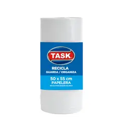 TASK - Bolsa Basura en Polietileno de Alta Densidad 18 Litros 50x55cm Rollo x100 Unidades Minipapelera Blanco