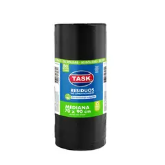 TASK - Bolsa Basura en Polietileno de Alta Densidad 70 Litros 70X90cm x50 Unidades Residencial Negra