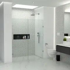 AMBIENTES Y SOLUCIONES - División De Baño Hasta 65 cm x 180 cm Premium Batiente 8 mm