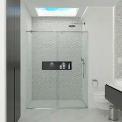 AMBIENTES Y SOLUCIONES - División De Baño 140.1-150 cm x 180 cm Amiga Barra 8 mm