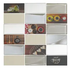DAR CERAMICS - Mosaico Vidrio Acero Inoxidable Marmol Aroma 30x30cm Multicolor