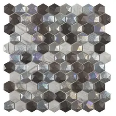 VIDREPUR - Mosaico Vidrio Elite Forest Mix 30.7x31.7cm Tonos De Grises