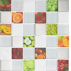 DAR CERAMICS - Mosaico Vidrio Marmol Acero Inoxidable Fruits 30x30cm Beige