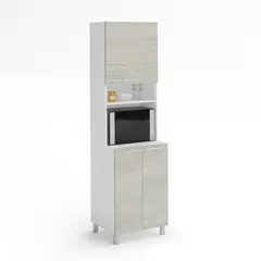 JUST HOME COLLECTION - Torre Microondas Cocina Ibiza Chantilli con 4 Puertas y Nicho 59x198.7x50.5 cm