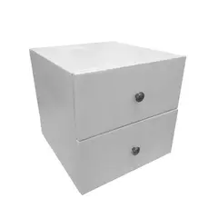 NEW CONFORT - Mesa de Noche 2 Cajones 50x40x40 Ecocuero Blanco