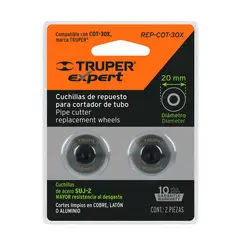 TRUPER - 2 Cuchillas Blíster Profesión Tubo Cort 1.1/8 Pulgadas