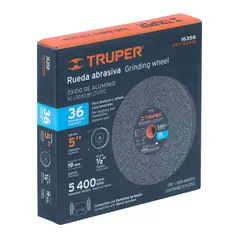 TRUPER - Rueda para Esmeril Óxido de Aluminio 5 Pulgadas Grano 36