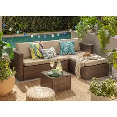 undefined - Juego De Terraza Sala Exterior Ratán Sintético 3 Piezas Livorno
