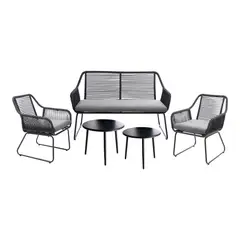JUST HOME COLLECTION - Juego De Terraza Sala Exterior Metal/Textil 5 Piezas Sevilla