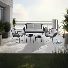 JUST HOME COLLECTION - Juego De Terraza Sala Exterior Metal/Textil 5 Piezas Sevilla