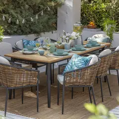 undefined - Juego Comedor Exterior 8 Puestos Madera Teca Castaño Cordova Just Home Collection
