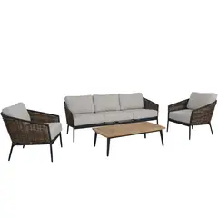 JUST HOME COLLECTION - Juego De Terraza Sala Exterior Madera 4 Piezas Cordova