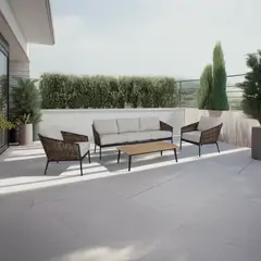 undefined - Juego De Terraza Sala Exterior Madera 4 Piezas Cordova
