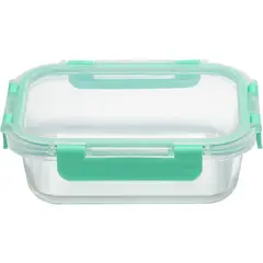 JUST HOME COLLECTION - Contenedor de Alimentos 650ml Rectangular Tapa Clip Turquesa