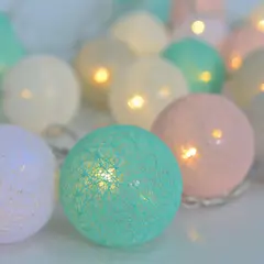 undefined - Guirnalda Luz Calida Bateria Led 20 Luces Bola Multicolor Pastel