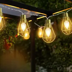 JUST HOME COLLECTION - Guirnalda Luz Cálida Solar Cage 10 Luces Cobre