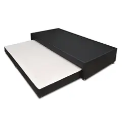 MUEBLES ONLINE - Cama Tarima Dreamer Tipo Cuero Sencilla 100X190 Negro