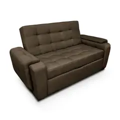 MUEBLES ONLINE - Sofá Cama Vignelli 80x85x185 Tela Lino Café