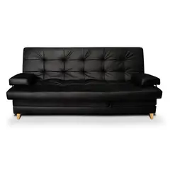 MUEBLES ONLINE - Sofá Cama Balmain Multifuncional 5 Posiciones 95X60X185 Tipo Cuero Negro