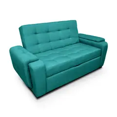 MUEBLES ONLINE - Sofá Cama Vignelli 80x85x185 Tela Lino Turquesa