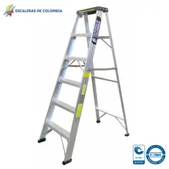 GENERICO - Escalera Certificada 1.80 m 6 P Aluminio Tijera Tipo I 102 kg