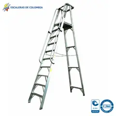 GENERICO - Escalera Certificada 3 m 10 P Tijera en Aluminio Industrial 300 Libras