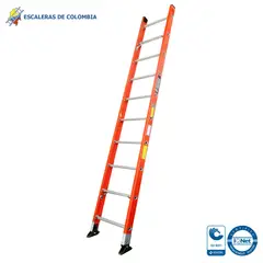 GENERICO - Escalera Certificada 3 m 10 P Sencilla Dieléctrica Tipo I 114 kg