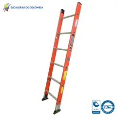 GENERICO - Escalera Certificada 1.80 m 6 P Sencilla Dieléctrica Tipo I 114 kg