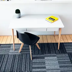 EKONOMODO COLOMBIA - Escritorio Moderno White + Silla Tapiz Milano Negra