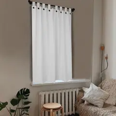 CASA BONITA - Cortina Lino Boton Media Ventana 140x165 Cm Blanco