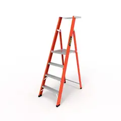 HORN - Escalera 4 P Plataforma Fibra de Vidrio 300 lb