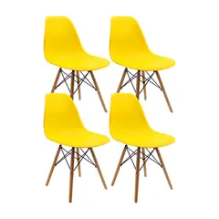 OR DESIGN - Combo x4 Sillas Eames para Comedor/Sala Amarillo