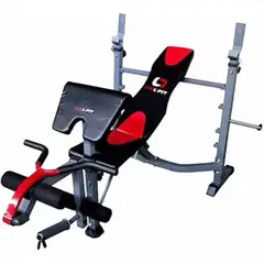 PROFIT - Banco De Pesas Multifuncional Con Predicador Capacidad 120 Kg Color Negro/Rojo