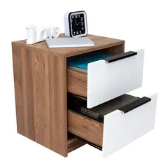 JUST HOME COLLECTION - Mesa de Noche Kaia Miel+ Blanco 48x41x36cm