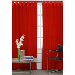 BELLATELA - Set x 2 Cortina Lino 140x220 Pasador sin Botón Rojo