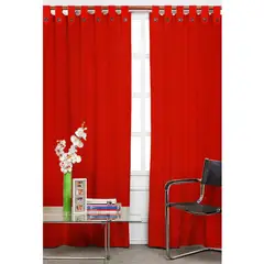 BELLATELA - Set x 2 Cortina Lino Pasador con Botón Rojo