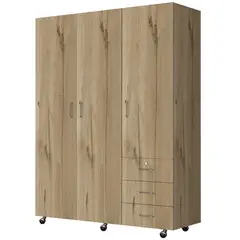 RTA DESIGN - Clóset Arizona 3 Puertas 3 Cajones 183X140X48 Madera Natural Blanco