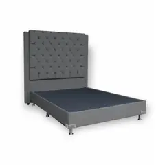 KAIU HOME - Combo Premium Capitoniado Basecama + Cabecero Semidoble 120X190 Gris