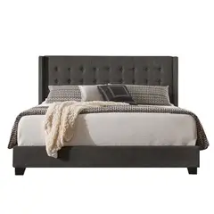 KAIU HOME - Combo Premier Base Cama + Cabecero + Colchón Doble 140x190 Gris Oscuro