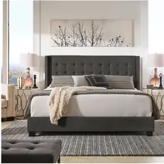 KAIU HOME - Combo Premier Basecama + Cabecero + Colchón King 200X200 Gris Oscuro