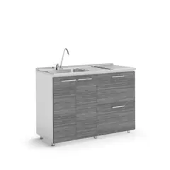 JUST HOME COLLECTION - Mueble Inferior Ibiza 1.2 Humo Con Mesón Liso Izquierda