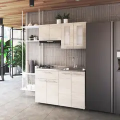 JUST HOME COLLECTION - Cocina Integral Ibiza 1.20 Metros Chantilli Incluye Mesón Poceta Derecha Con 2 Fogones A Gas