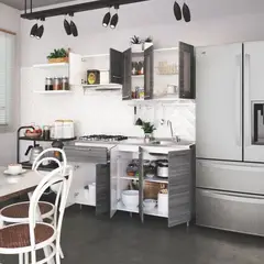 undefined - Cocina Integral Ibiza 1.50 Metros Humo Incluye Mesón Poceta Derecha Con 4 Fogones A Gas Just Home Collection