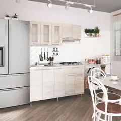 JUST HOME COLLECTION - Cocina Integral Ibiza 1.50 Metros Chantilli Incluye Mesón Poceta Derecha Con 4 Fogones A Gas
