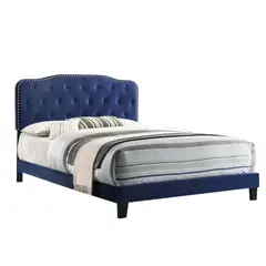 KAIU HOME - Combo Prisma Base Cama + Cabecero Tela Azul Sencillo 100x190