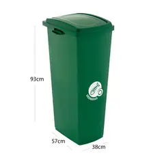 NP - Caneca Plástica 51 Litros Verde-Ordinarios con Tapa Vaivén